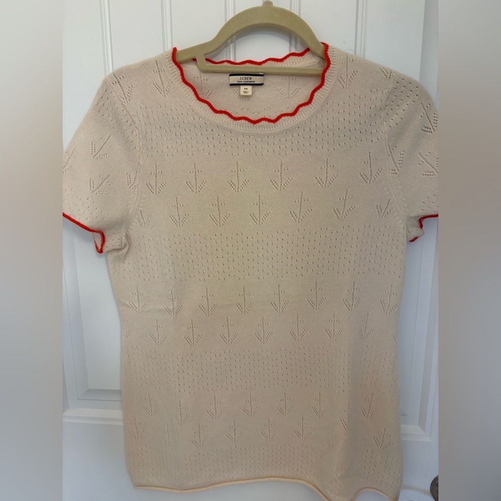 J. Crew Short-sleeve pointelle cashmere T-shirt